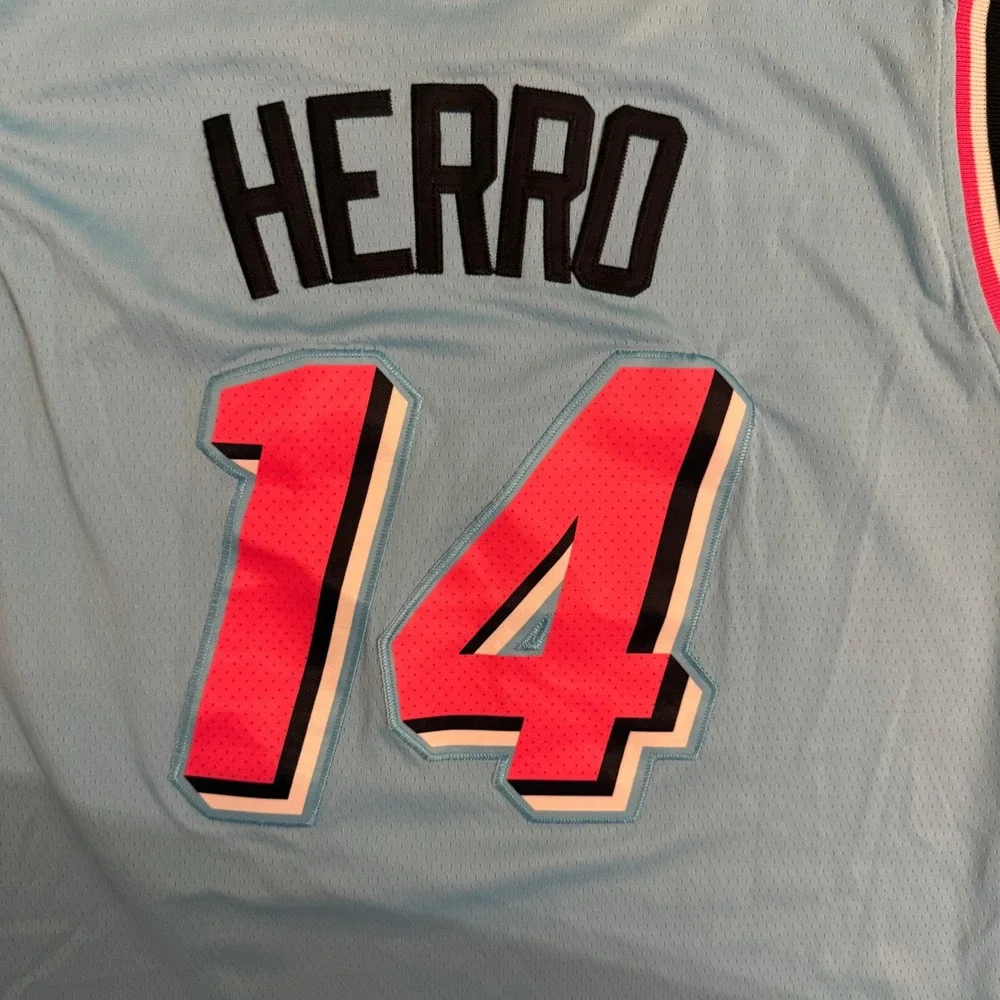 Nike Tyler Herro Miami Heat Vice City Jersey Blue Pink Mens 50 Large NBA 14